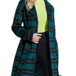 Green Plaid Long jacket size M